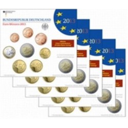 Duitsland 5x BU-Sets 2013 - Met 2 euro 'Elysee Verdrag' en 2 euro 'Baden Württemberg', letters A,D,F,G en J