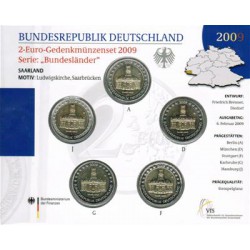Duitsland BU-Set 2009 5x 2 euro 'Saarland', letters A,D,F,G en J