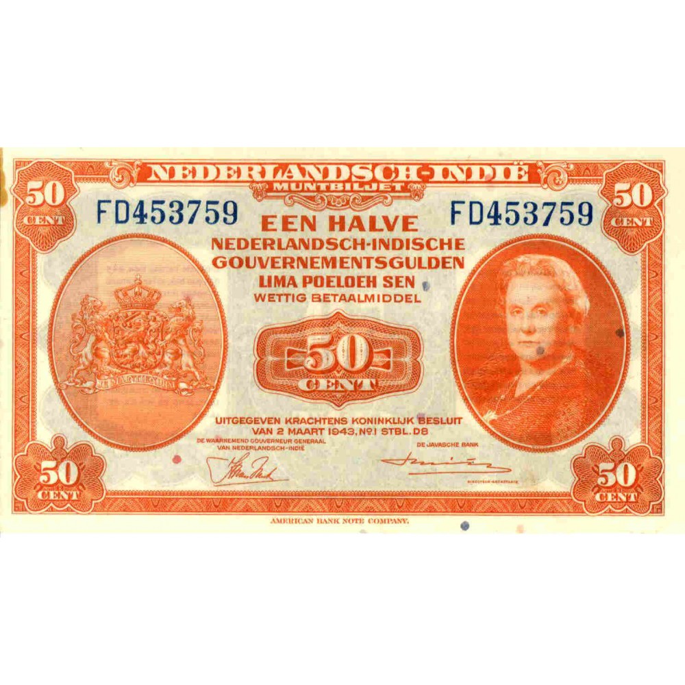 Nederlands Indië ½ gulden 1943