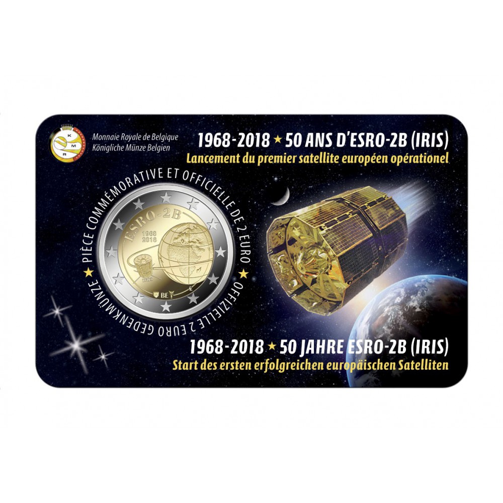België 2 euro 2018 'ESRO-2B satelliet' BU in coincard