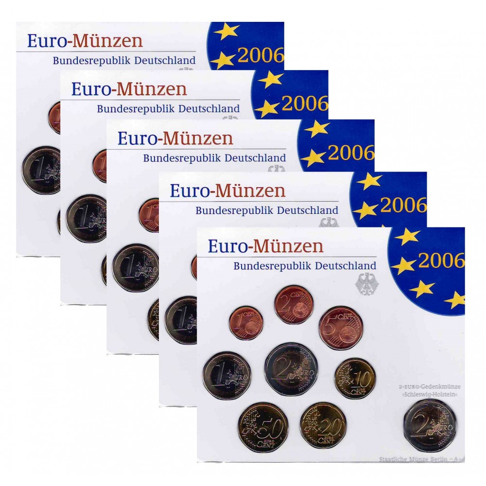 Duitsland 5x BU-Sets 2006 - Met 2 euro 'Holstentor Lubeck', letters A,D,F,G en J