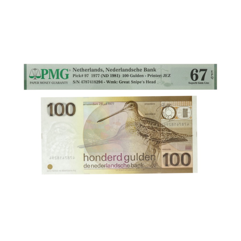 Nederland 100 Gulden 1977 'Snip' - PMG grading 67