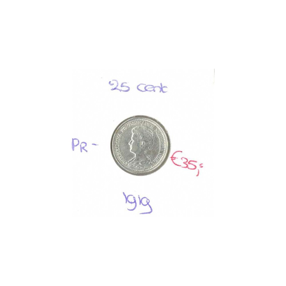 Koninkrijksmunten Nederland 25 cent 1919