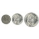 Koninkrijksmunten Nederland complete serie 1908: 5 cent, ½ en 1 gulden.