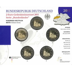Duitsland BU-Set 2011 5x 2euro 'Nordrhein-Westfalen', letters A,D,F,G en J