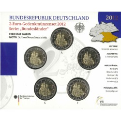 Duitsland BU-Set 2012 5x 2 euro 'Bayern', letters A,D,F,G en J
