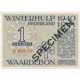 Winterhulp, Waardebonnen voor het seizoen 1940/1941, serie F 1 gulden