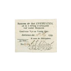 Recepisse der Stad Enkhuizen, 15 Mey 1795, 45 stuiver